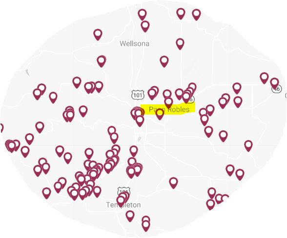 Bakersfield To Paso Robles Wine Tour Map