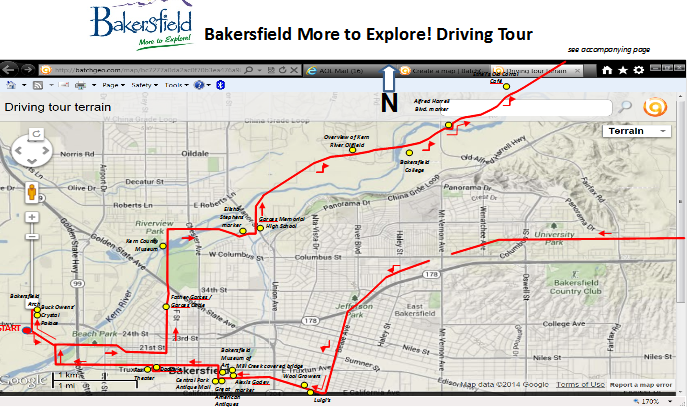 Bakersfield Tour Map