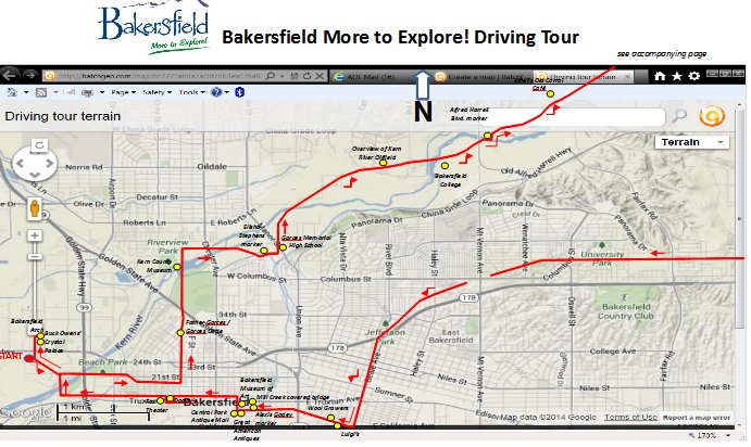 Bakersfield Tour Map